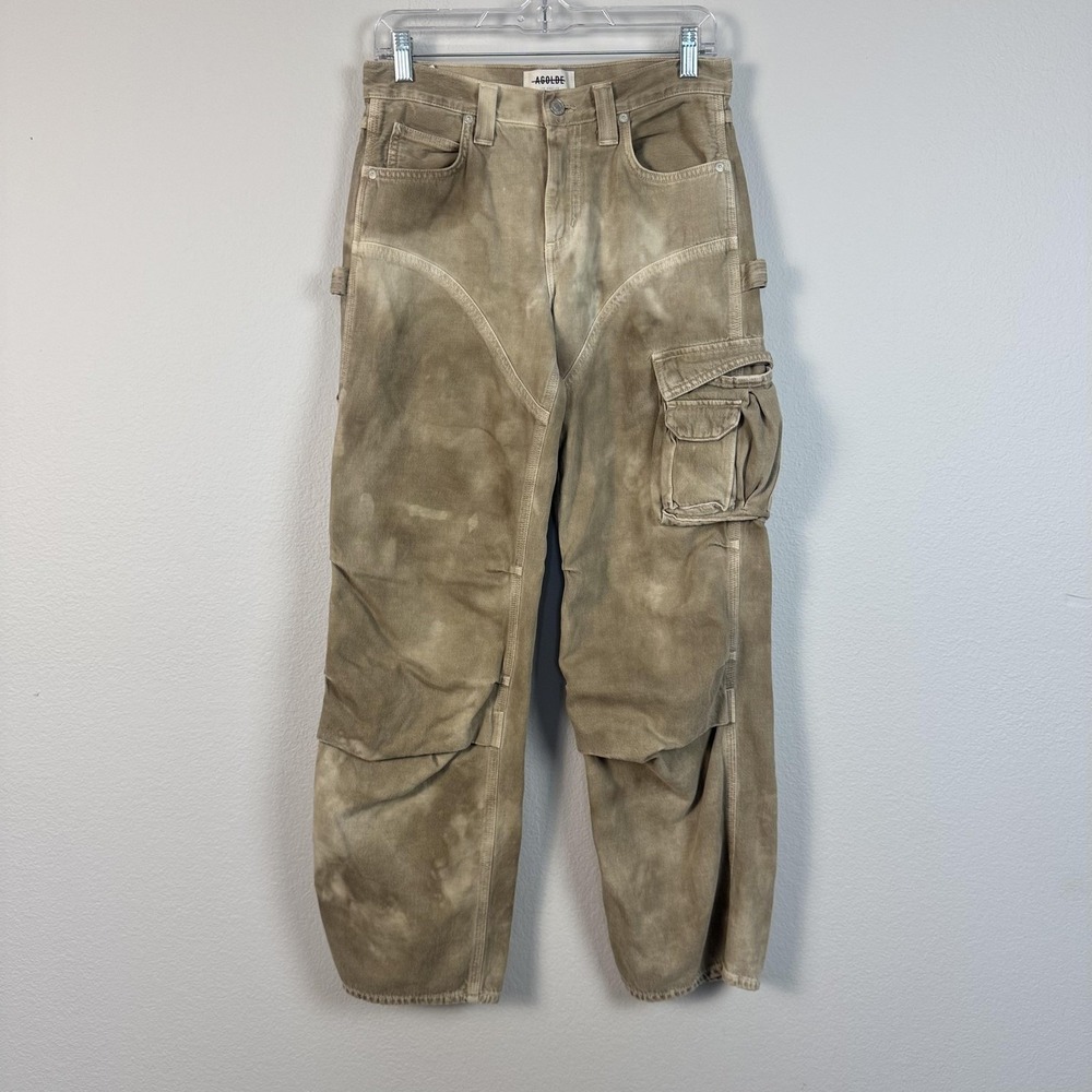 AGOLDE Nera Feather Pant Womens 25 Cargo Organic Cotton Jeans Brown Denim NWOT